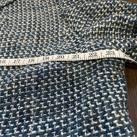 Talbots Womens Blue & White Tweed Blazer Jacket Size 18W Career Capsule Wardrobe - Picture 12 of 12